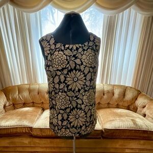 Floral Metallic Black and Gold Women's Top